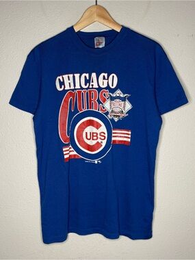 Vintage 1990 Chicago Cubs Garan Single Stitch Thin T-Shirt MLB M Made In USA